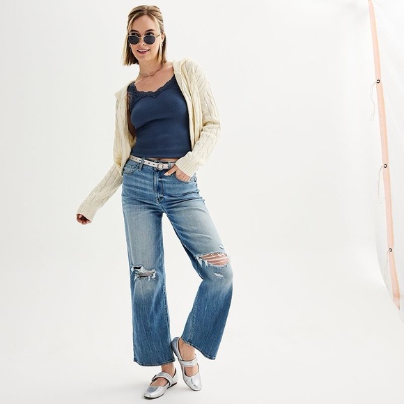 Juniors' SO Shrunken Zip-Up Cable Hoodie in Cream Eggnog Women’s Size S - Picture 4 of 9